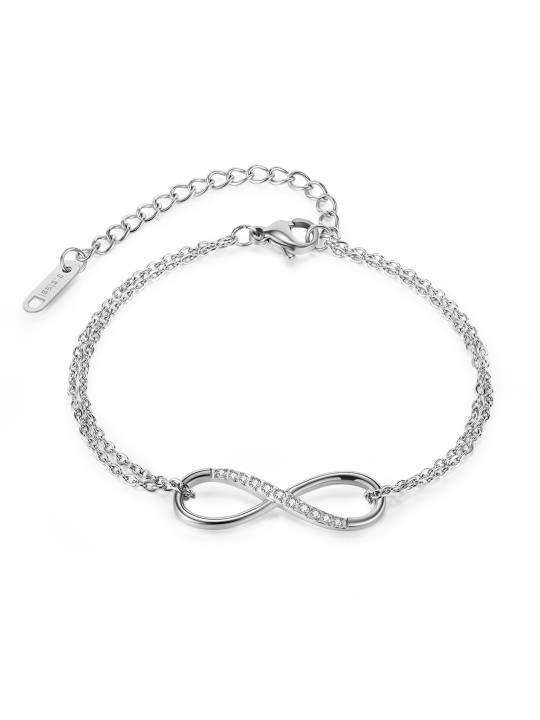 UN Jewelry Network Celebrity Summer Friend Stainless Steel Instagram Unique Design Fashionable and Simple 8-word Diamond Double Layer Bracelet