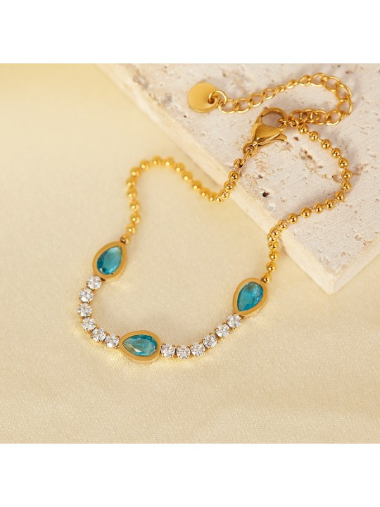 UN Jewelry Japan South Korea Fashion High end Zirconia Chain Bracelet Stainless Steel Gold Plated Women's Versatile Bracelet