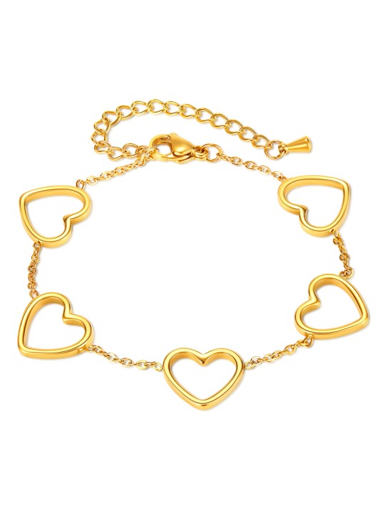 UN Jewelry Hollow Titanium Steel Peach Heart Bracelet European and American Personalized INS Style Stainless Steel Women's Love Bracelet