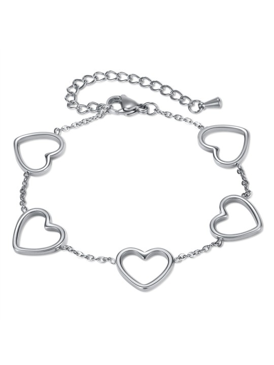 UN Jewelry Hollow Titanium Steel Peach Heart Bracelet European and American Personalized INS Style Stainless Steel Women's Love Bracelet