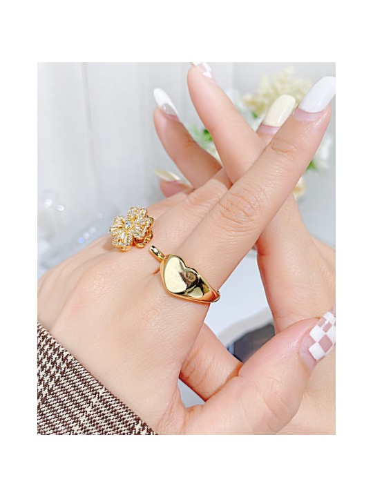 UN Jewelry European and American Creative Simple Smooth Love Ring Women's Fashion Open Heart Copper Ring Accessories
