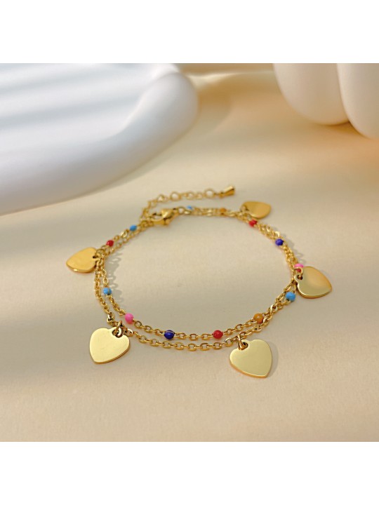 UN Jewelry, European and American Instagram style niche, summer titanium steel love jewelry, colorful and versatile, drip glue stainless steel women's bracelet