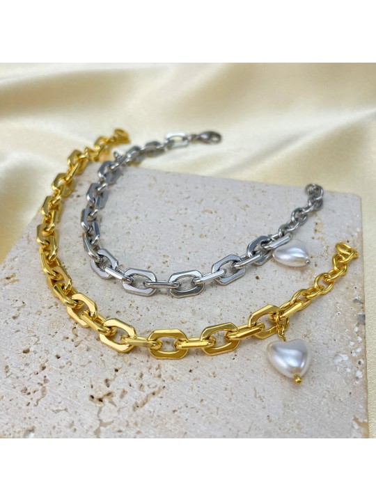UN Jewelry European and American Fashion Versatile Stainless Steel Instagram Style Handicraft Wholesale Women's Personalized Simple Love Pearl Bracelet