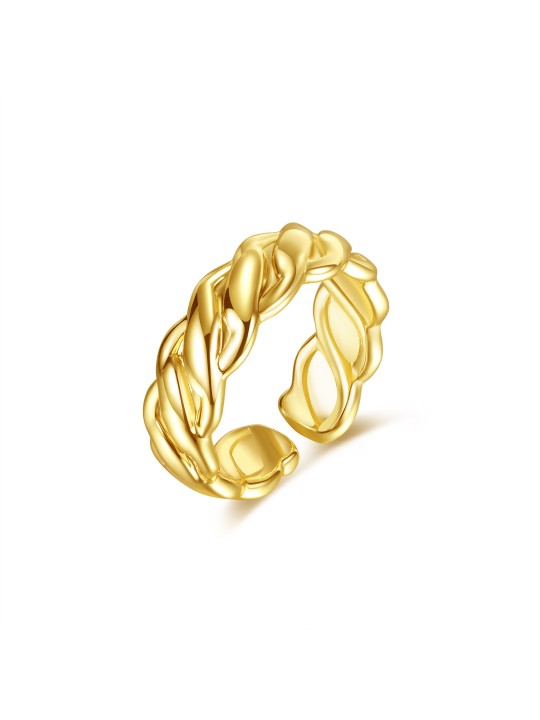 UN jewelry Japanese and Korean version niche design sense C-shaped copper ring fashionable LO versatile fried bean strip open ring for women