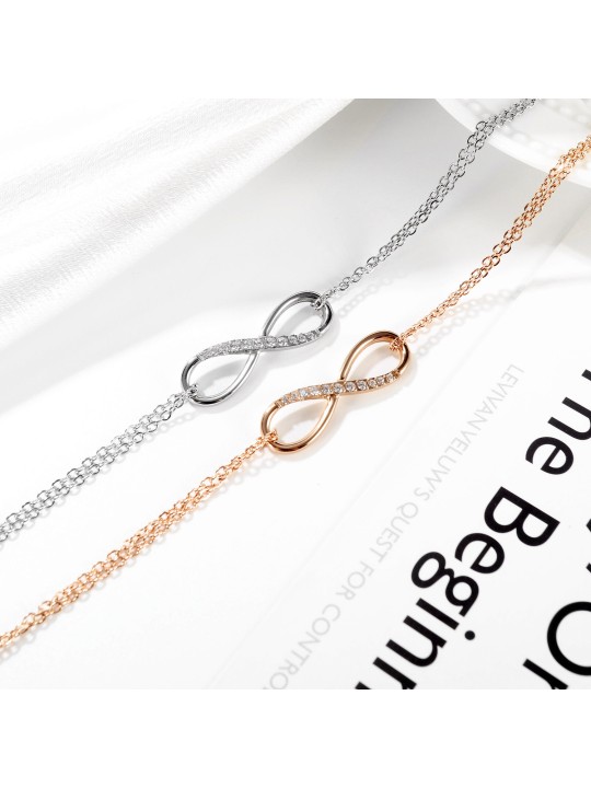 UN Jewelry Network Celebrity Summer Friend Stainless Steel Instagram Unique Design Fashionable and Simple 8-word Diamond Double Layer Bracelet