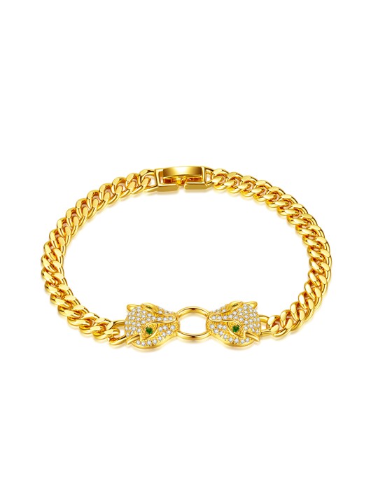 UN jewelry, exaggerated European and American personality, leopard head bracelet, light luxury, versatile diamond inlay, high-end women's copper bracelet